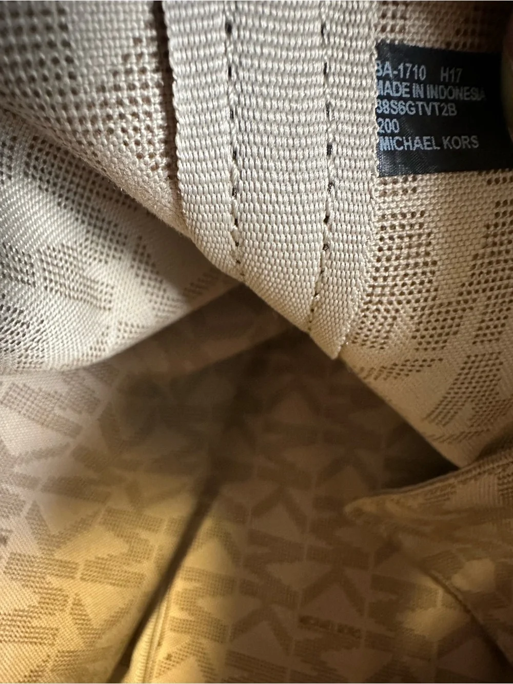Michael Kors Brown Large Monogram Tote with Tan Trim